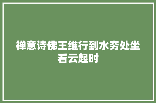 禅意诗佛王维行到水穷处坐看云起时