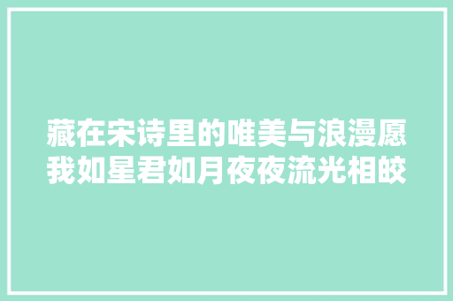 藏在宋诗里的唯美与浪漫愿我如星君如月夜夜流光相皎洁