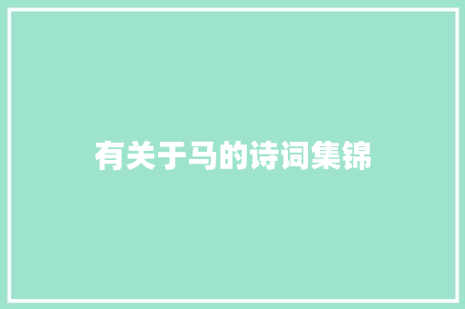 有关于马的诗词集锦
