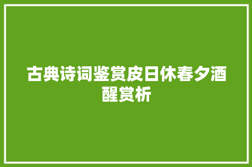 古典诗词鉴赏皮日休春夕酒醒赏析