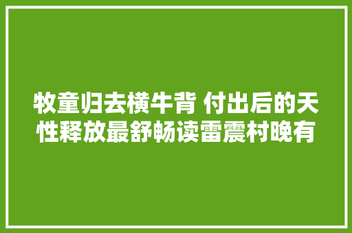 牧童归去横牛背 付出后的天性释放最舒畅读雷震村晚有感