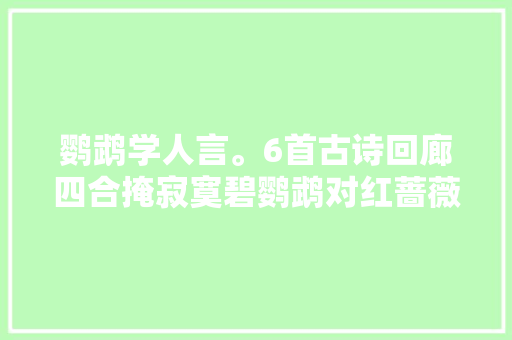 鹦鹉学人言。6首古诗回廊四合掩寂寞碧鹦鹉对红蔷薇