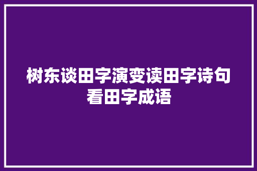 树东谈田字演变读田字诗句看田字成语