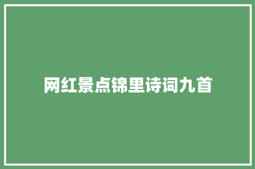 网红景点锦里诗词九首