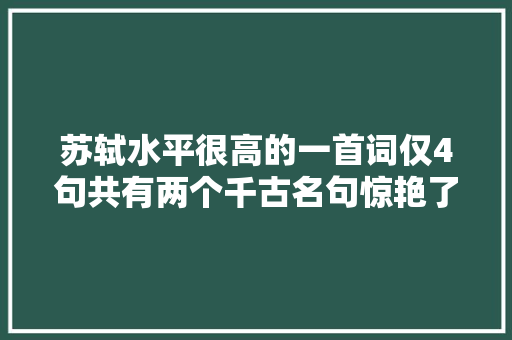 苏轼水平很高的一首词仅4句共有两个千古名句惊艳了900多年