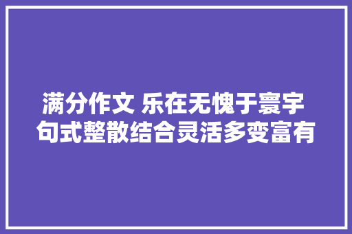 满分作文 乐在无愧于寰宇 句式整散结合灵活多变富有文采