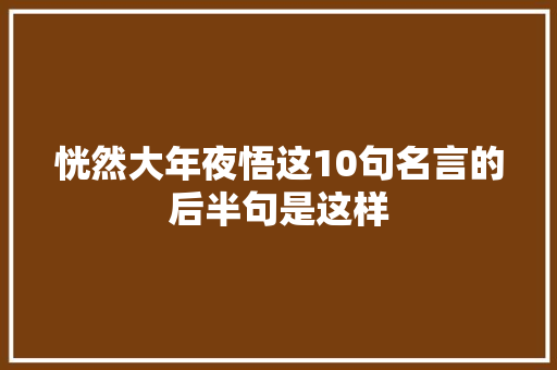 恍然大年夜悟这10句名言的后半句是这样