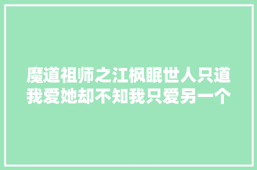魔道祖师之江枫眠世人只道我爱她却不知我只爱另一个她