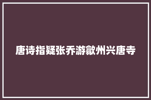 唐诗指疑张乔游歙州兴唐寺
