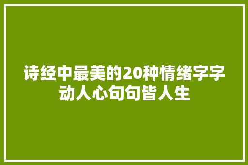 诗经中最美的20种情绪字字动人心句句皆人生 诗经中最美的20种情绪字字动人心句句皆人生