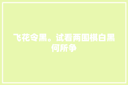 飞花令黑。试看两围棋白黑何所争