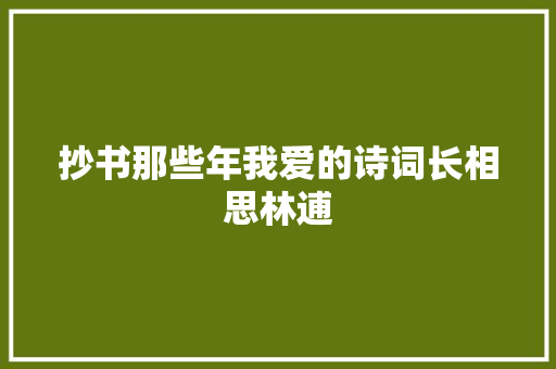 抄书那些年我爱的诗词长相思林逋