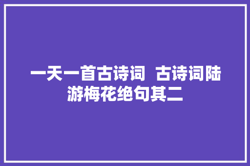 一天一首古诗词  古诗词陆游梅花绝句其二