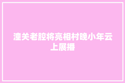 潼关老腔将亮相村晚小年云上展播