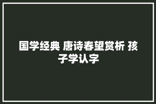 国学经典 唐诗春望赏析 孩子学认字