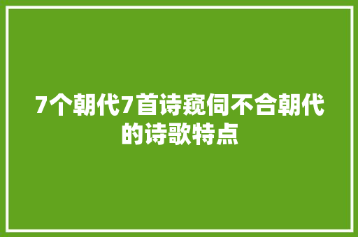 7个朝代7首诗窥伺不合朝代的诗歌特点