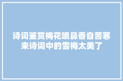 诗词鉴赏梅花喷鼻香自苦寒来诗词中的雪梅太美了