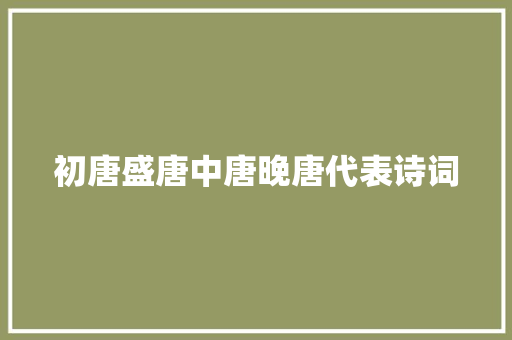 初唐盛唐中唐晚唐代表诗词