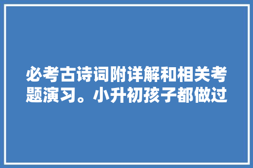 必考古诗词附详解和相关考题演习。小升初孩子都做过