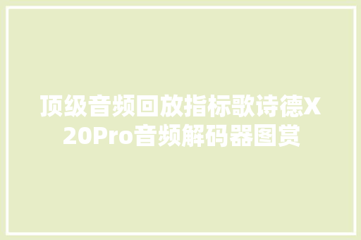 顶级音频回放指标歌诗德X20Pro音频解码器图赏