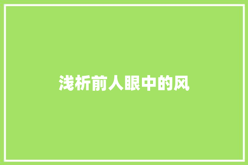 浅析前人眼中的风