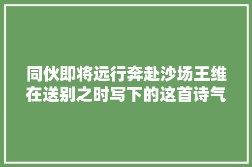 同伙即将远行奔赴沙场王维在送别之时写下的这首诗气势磅礴