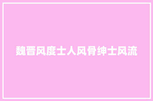 魏晋风度士人风骨绅士风流