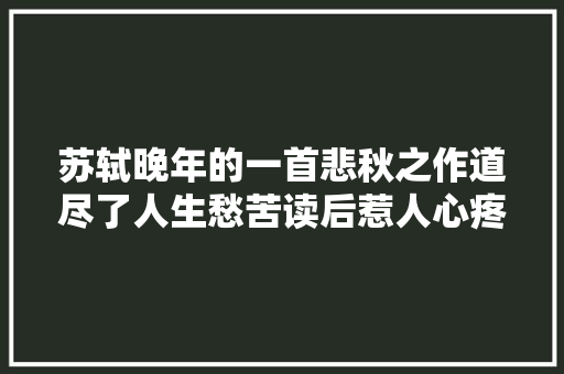 苏轼晚年的一首悲秋之作道尽了人生愁苦读后惹人心疼