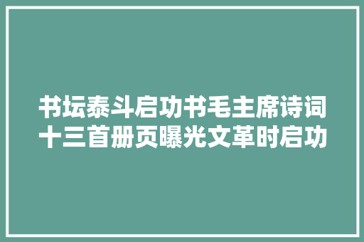 书坛泰斗启功书毛主席诗词十三首册页曝光文革时启功风格是这样