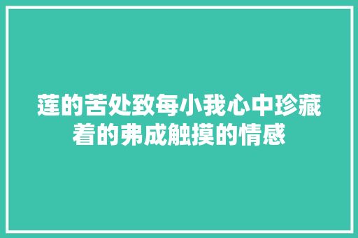 莲的苦处致每小我心中珍藏着的弗成触摸的情感