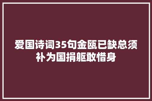 爱国诗词35句金瓯已缺总须补为国捐躯敢惜身