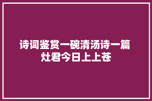 诗词鉴赏一碗清汤诗一篇 灶君今日上上苍