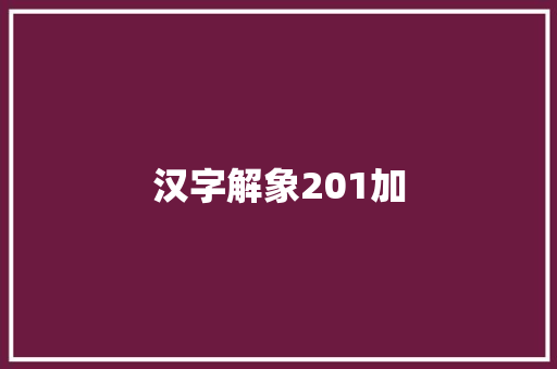 汉字解象201加