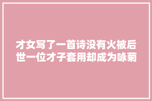 才女写了一首诗没有火被后世一位才子套用却成为咏菊中的名篇