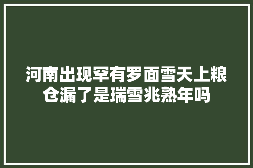 河南出现罕有罗面雪天上粮仓漏了是瑞雪兆熟年吗