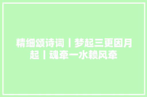 精细颂诗词丨梦起三更因月起丨魂牵一水赖风牵