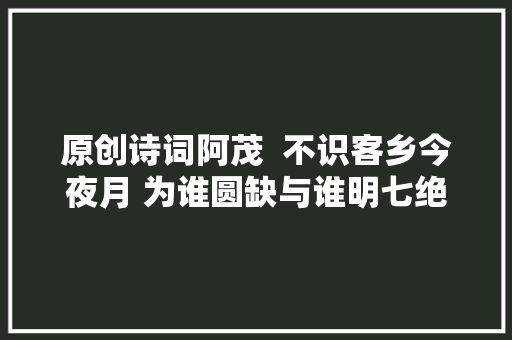 原创诗词阿茂  不识客乡今夜月 为谁圆缺与谁明七绝九首
