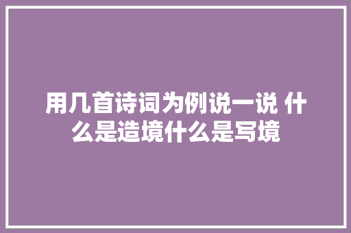 用几首诗词为例说一说 什么是造境什么是写境