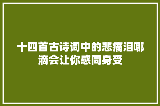 十四首古诗词中的悲痛泪哪滴会让你感同身受