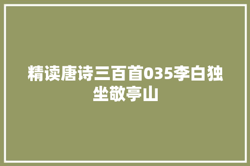 精读唐诗三百首035李白独坐敬亭山