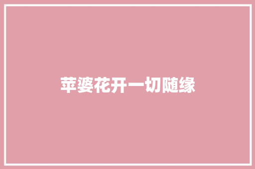 苹婆花开一切随缘
