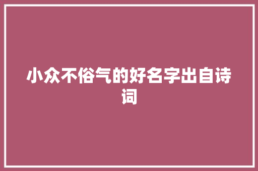 小众不俗气的好名字出自诗词