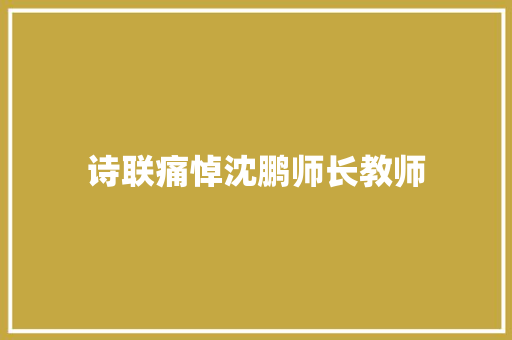 诗联痛悼沈鹏师长教师