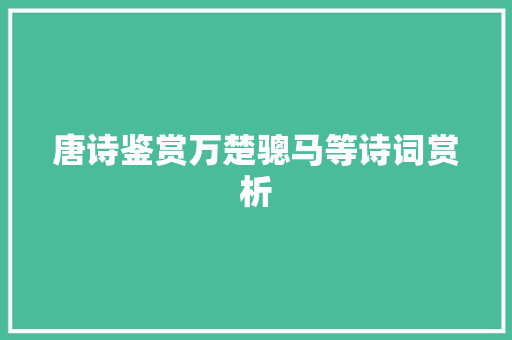 唐诗鉴赏万楚骢马等诗词赏析