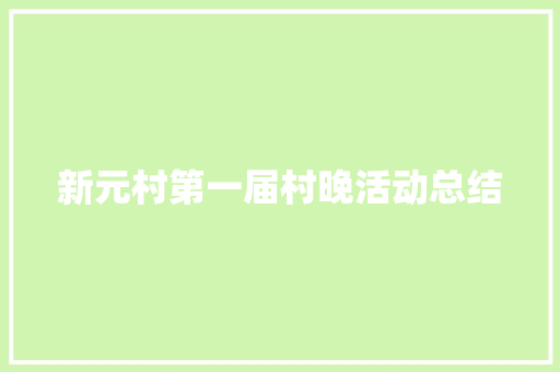 新元村第一届村晚活动总结 新元村第一届村晚活动总结