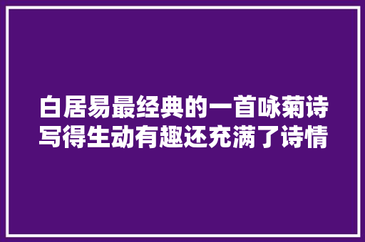 白居易最经典的一首咏菊诗写得生动有趣还充满了诗情画意