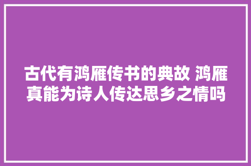 古代有鸿雁传书的典故 鸿雁真能为诗人传达思乡之情吗