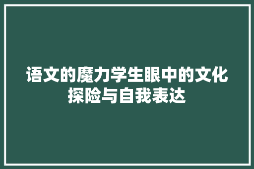 语文的魔力学生眼中的文化探险与自我表达