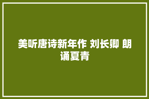 美听唐诗新年作 刘长卿 朗诵夏青