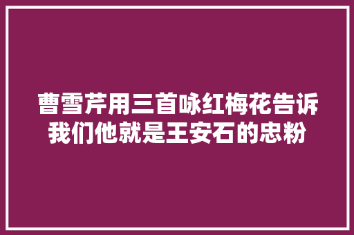 曹雪芹用三首咏红梅花告诉我们他就是王安石的忠粉 曹雪芹用三首咏红梅花告诉我们他就是王安石的忠粉